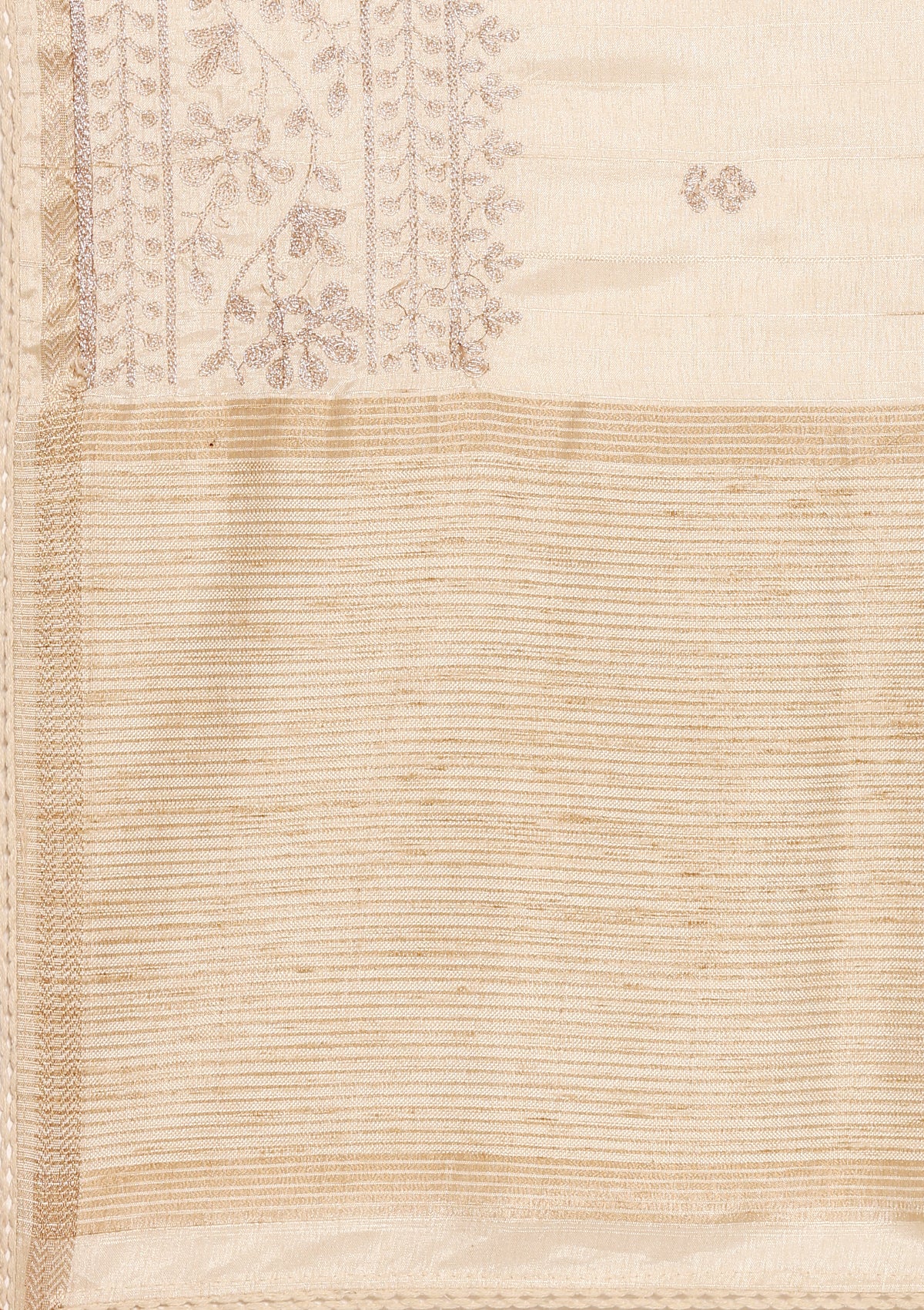 Cream Fancy Embroidery Tussar Saree - Taashi