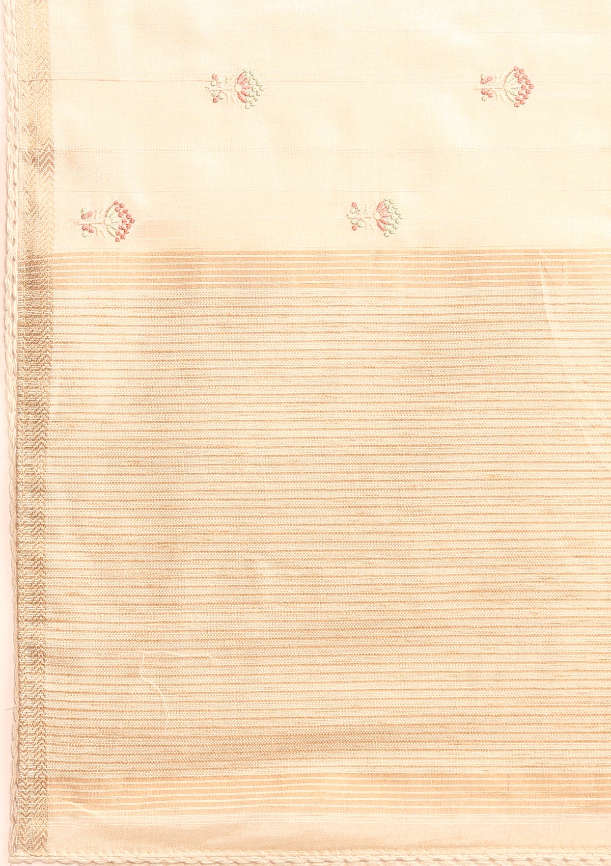 Cream Fancy Embroidery Tussar Saree - Taashi