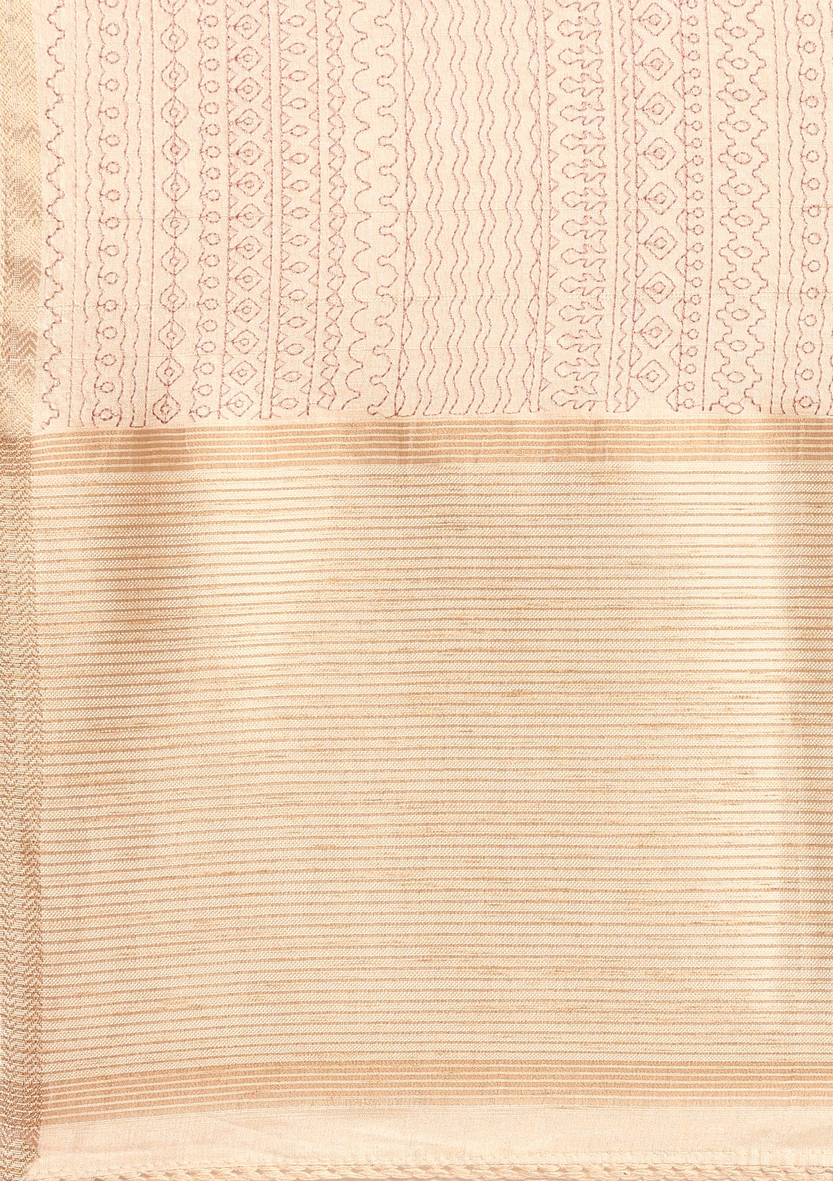 Cream Fancy Embroidery Tussar Saree - Taashi