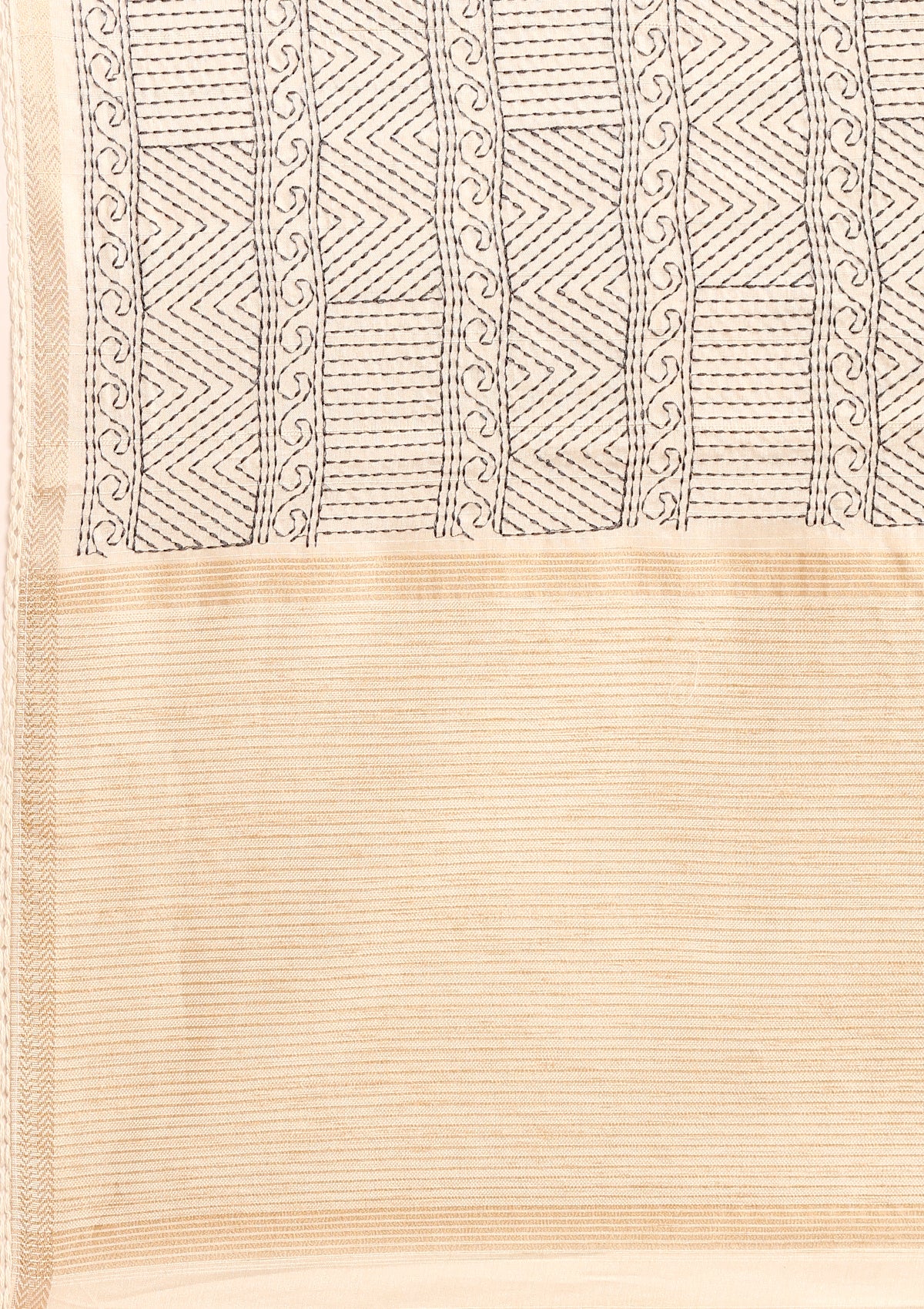 Cream Fancy Embroidery Tussar Saree - Taashi