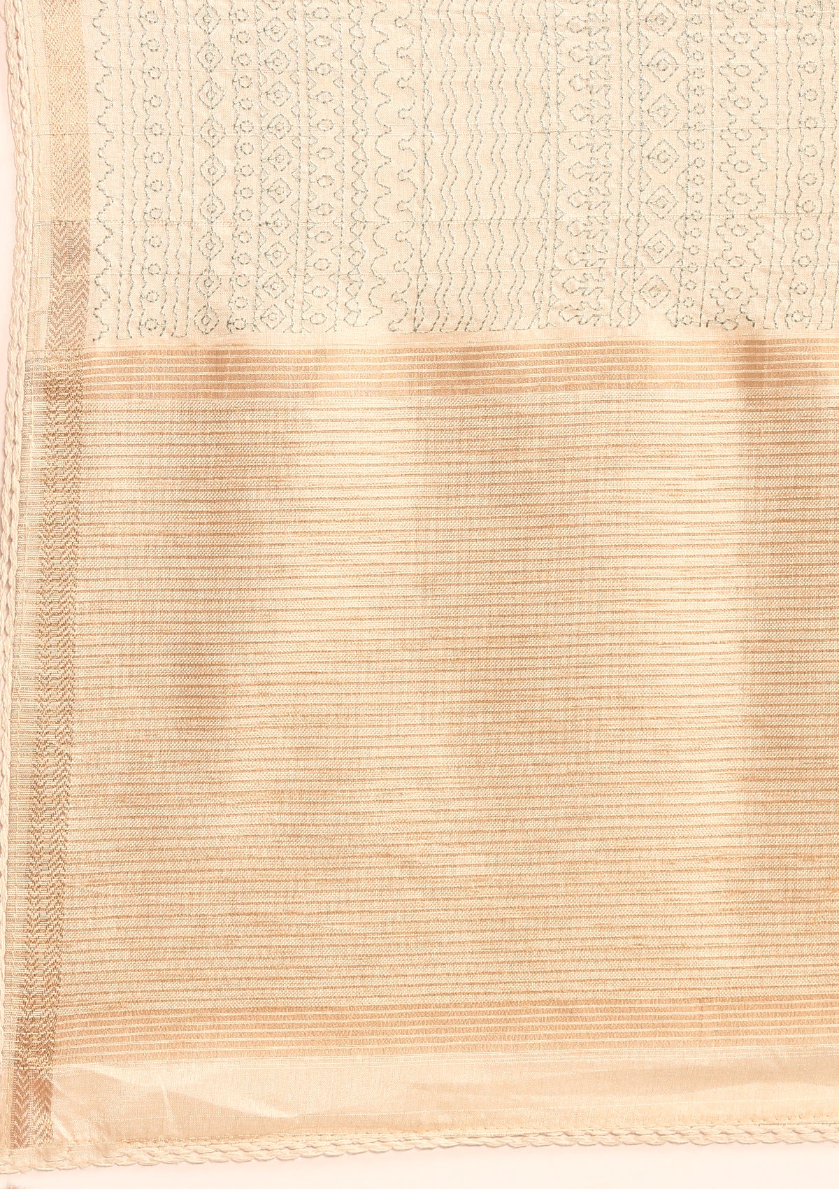 Cream Fancy Embroidery Tussar Saree - Taashi