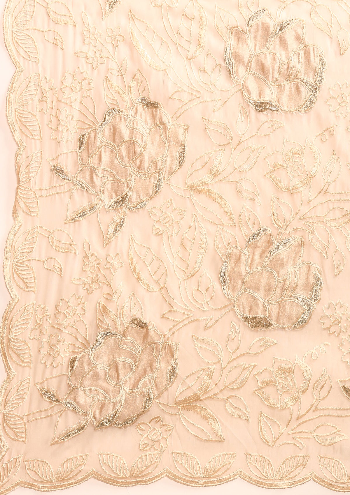 Cream A/O Floral Embroidered Tussar Saree - Taashi