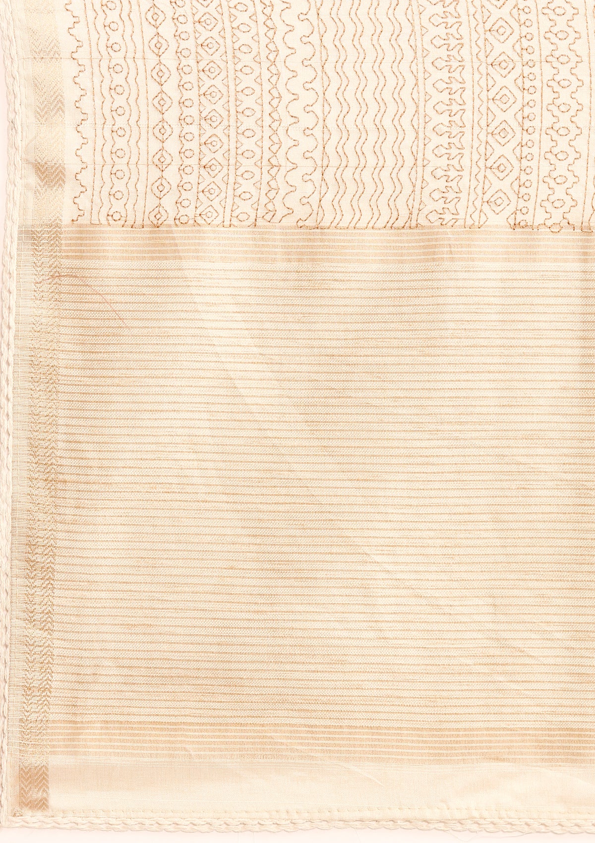 Cream Fancy Embroidery Tussar Saree - Taashi