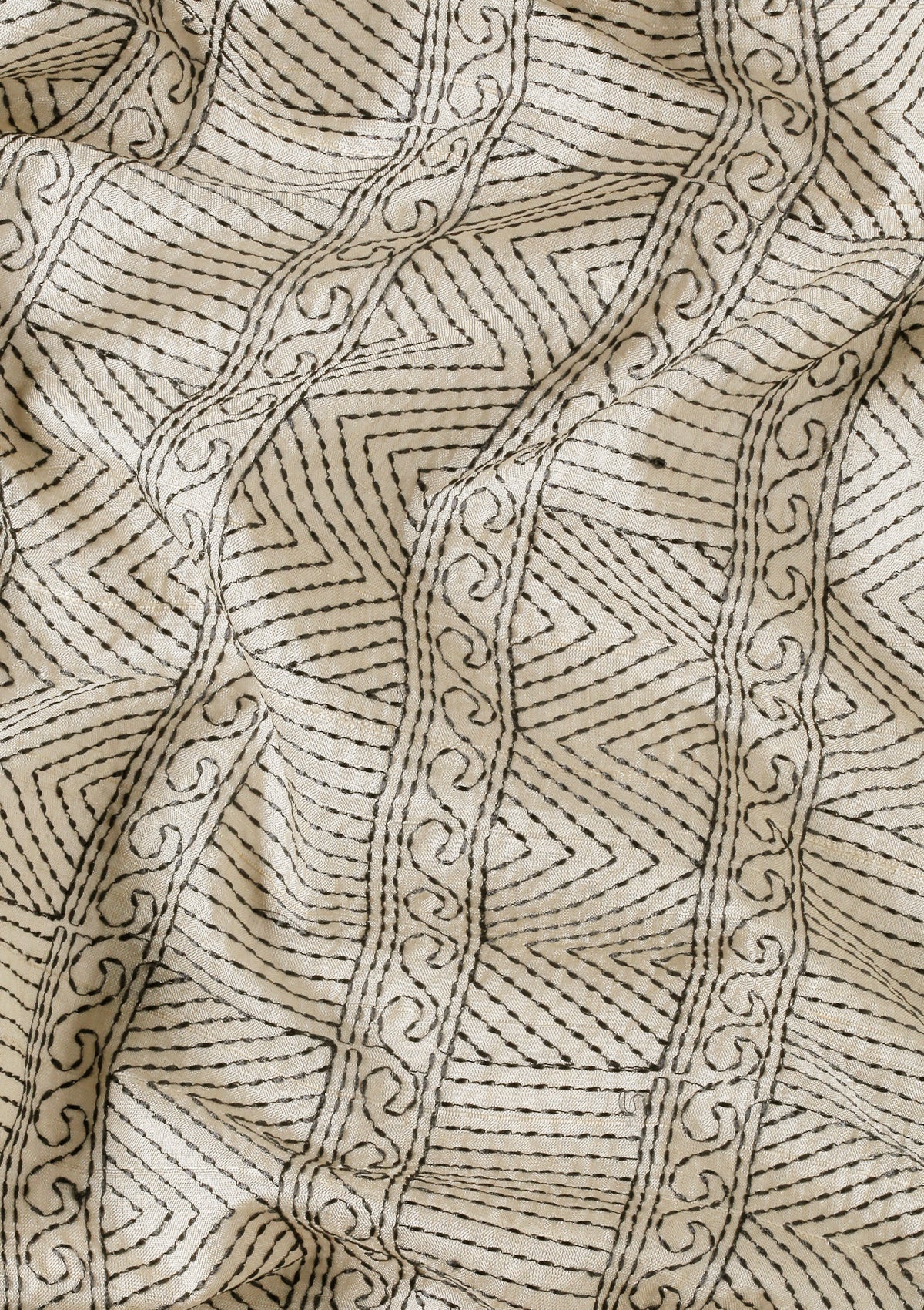 Cream Fancy Embroidery Tussar Saree - Taashi