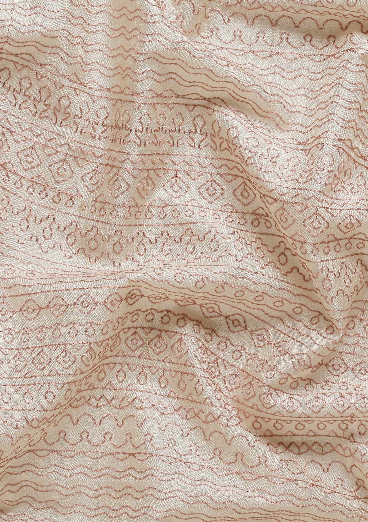 Cream Fancy Embroidery Tussar Saree - Taashi