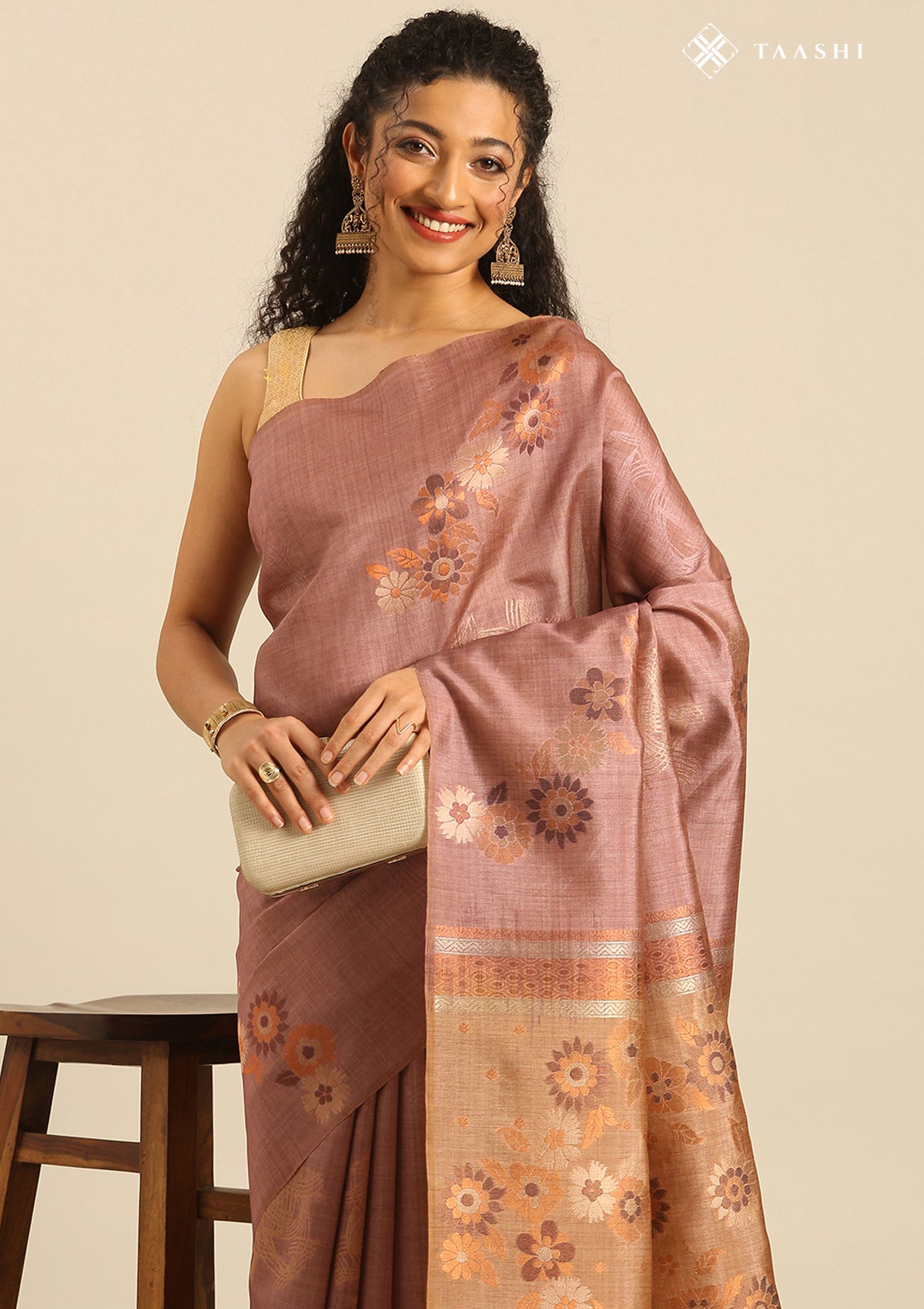 Brown Floral Saree