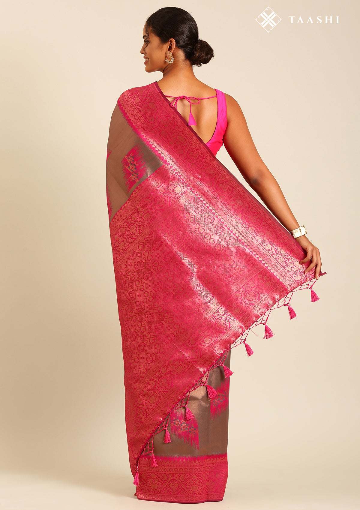 Pink Saree with Floral