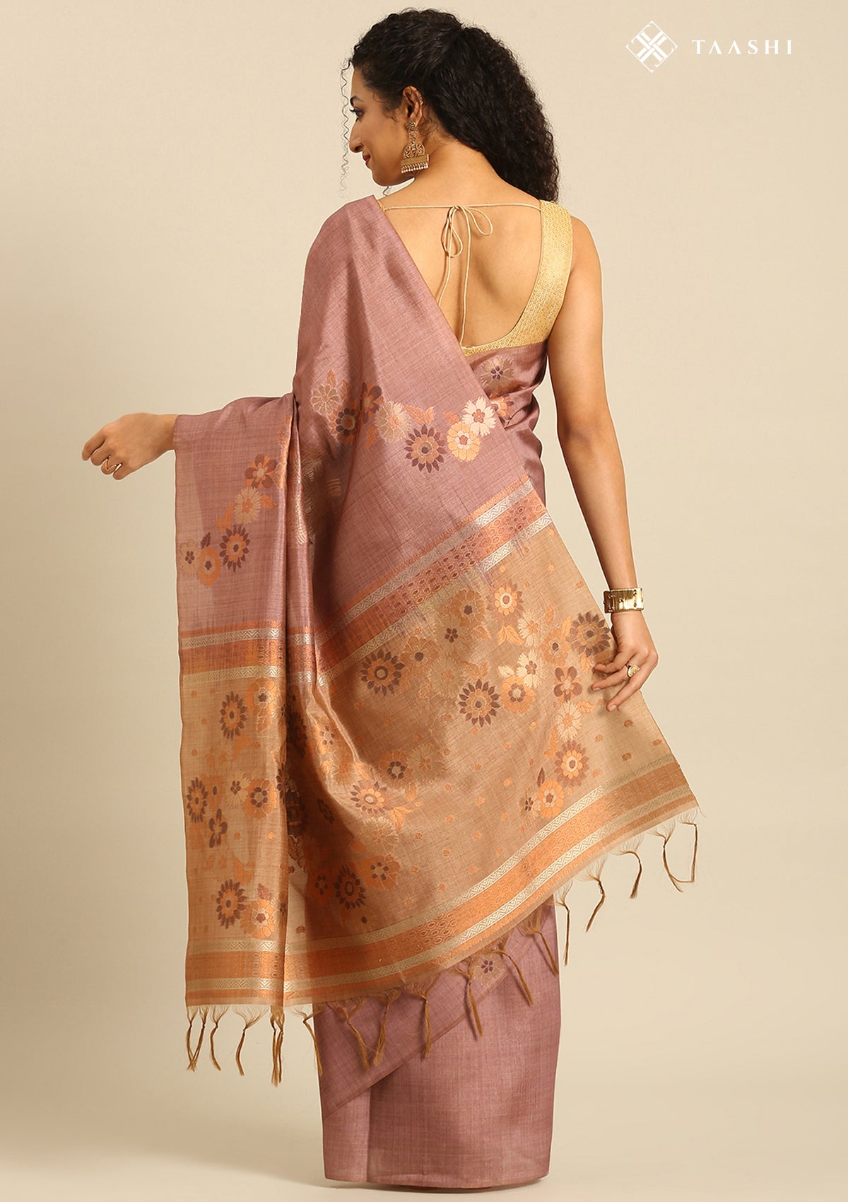 Brown Floral Saree