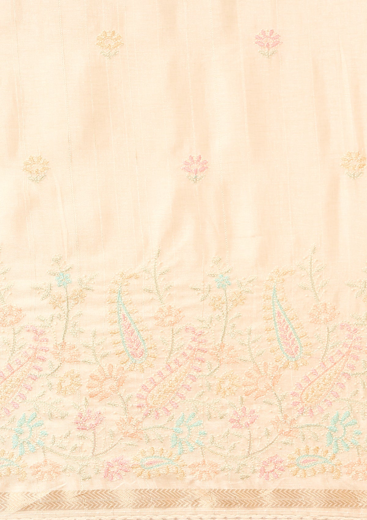 Cream Fancy Embroidery Tussar Saree - Taashi
