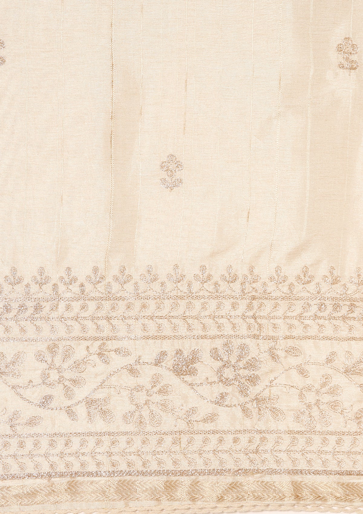 Cream Fancy Embroidery Tussar Saree - Taashi