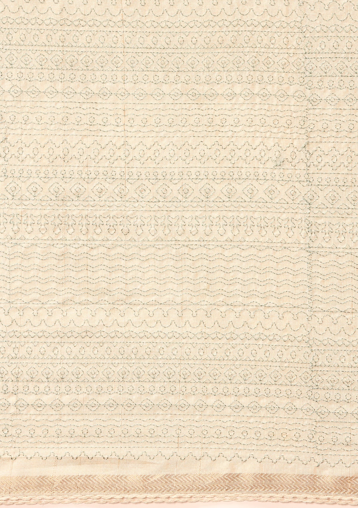 Cream Fancy Embroidery Tussar Saree - Taashi