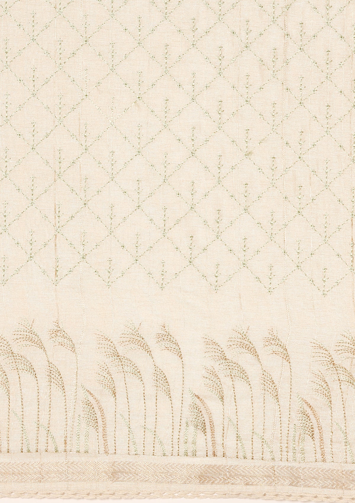 Cream Fancy Embroidery Tussar Saree - Taashi