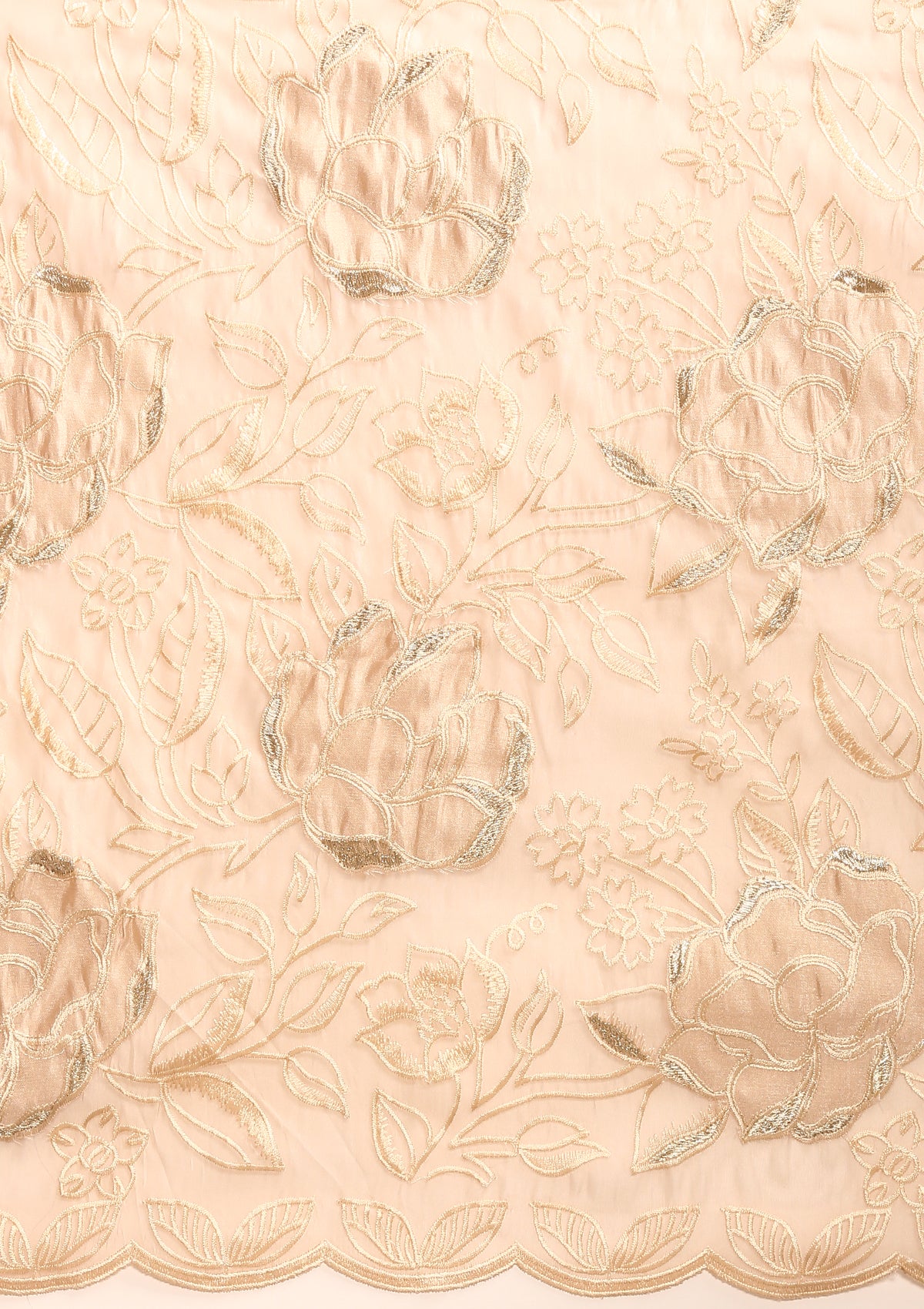 Cream A/O Floral Embroidered Tussar Saree - Taashi
