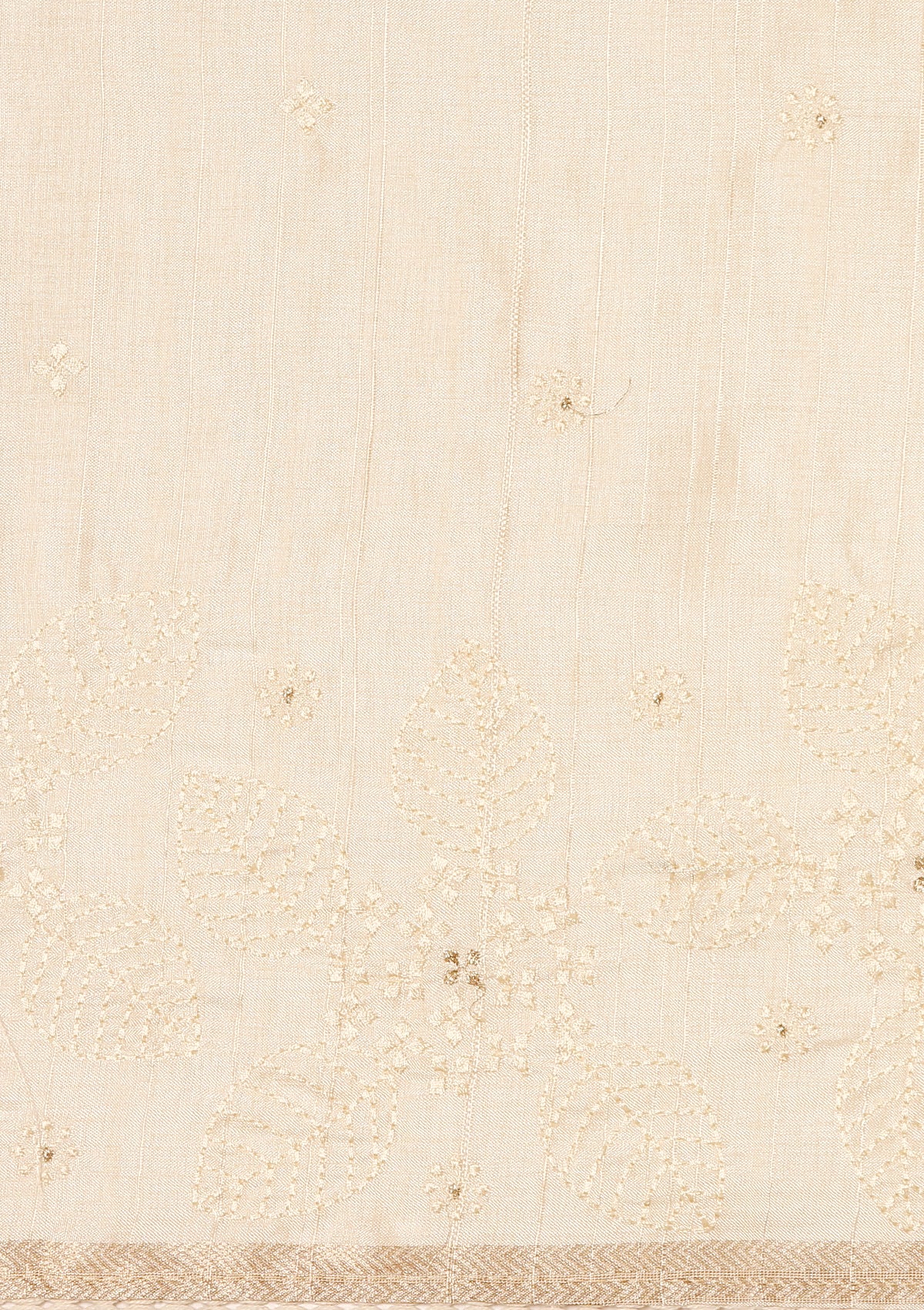 Cream Fancy Embroidery Tussar Saree - Taashi