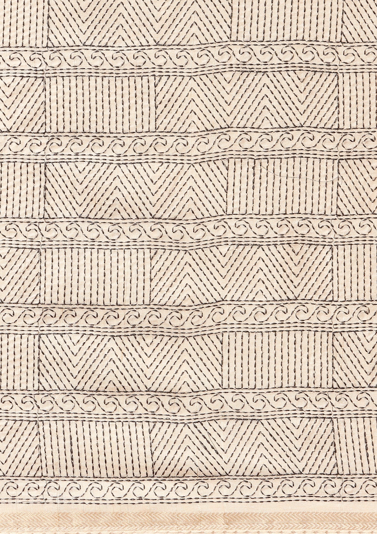 Cream Fancy Embroidery Tussar Saree - Taashi