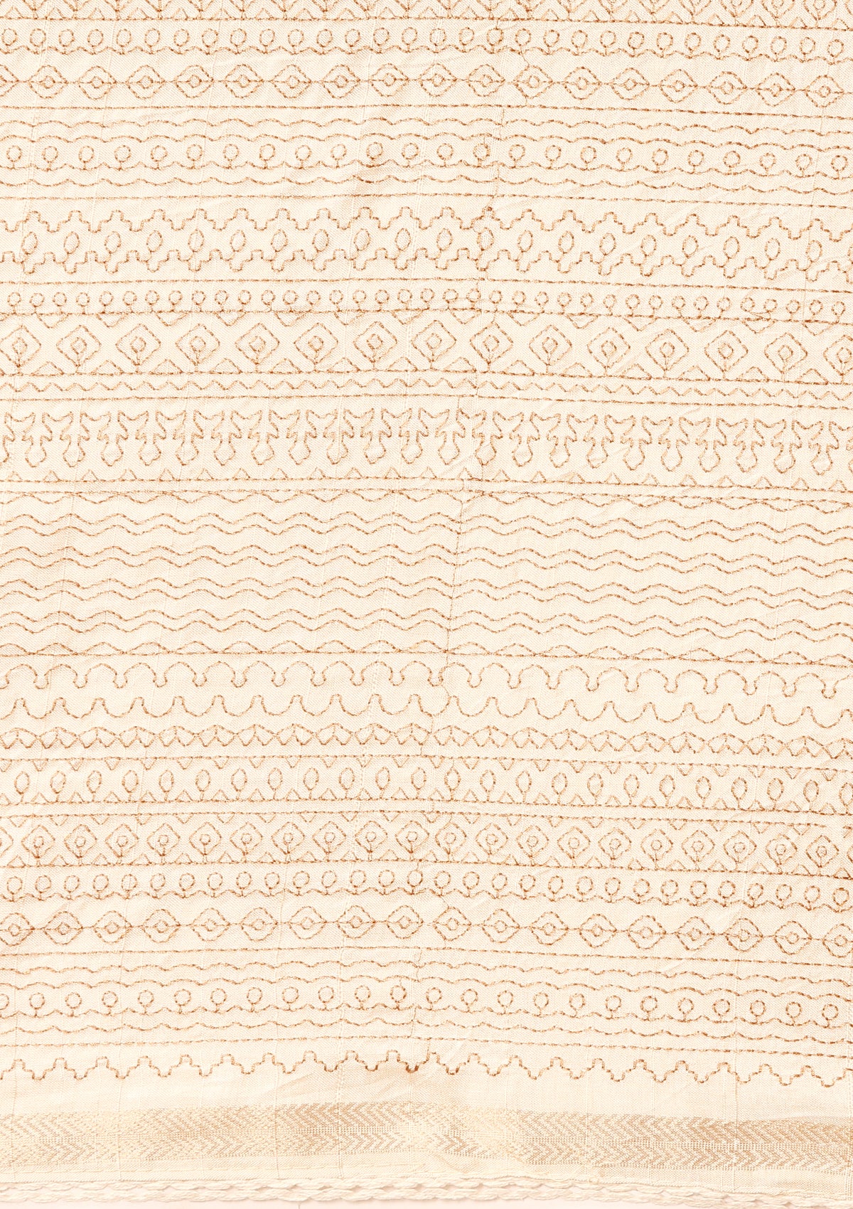 Cream Fancy Embroidery Tussar Saree - Taashi