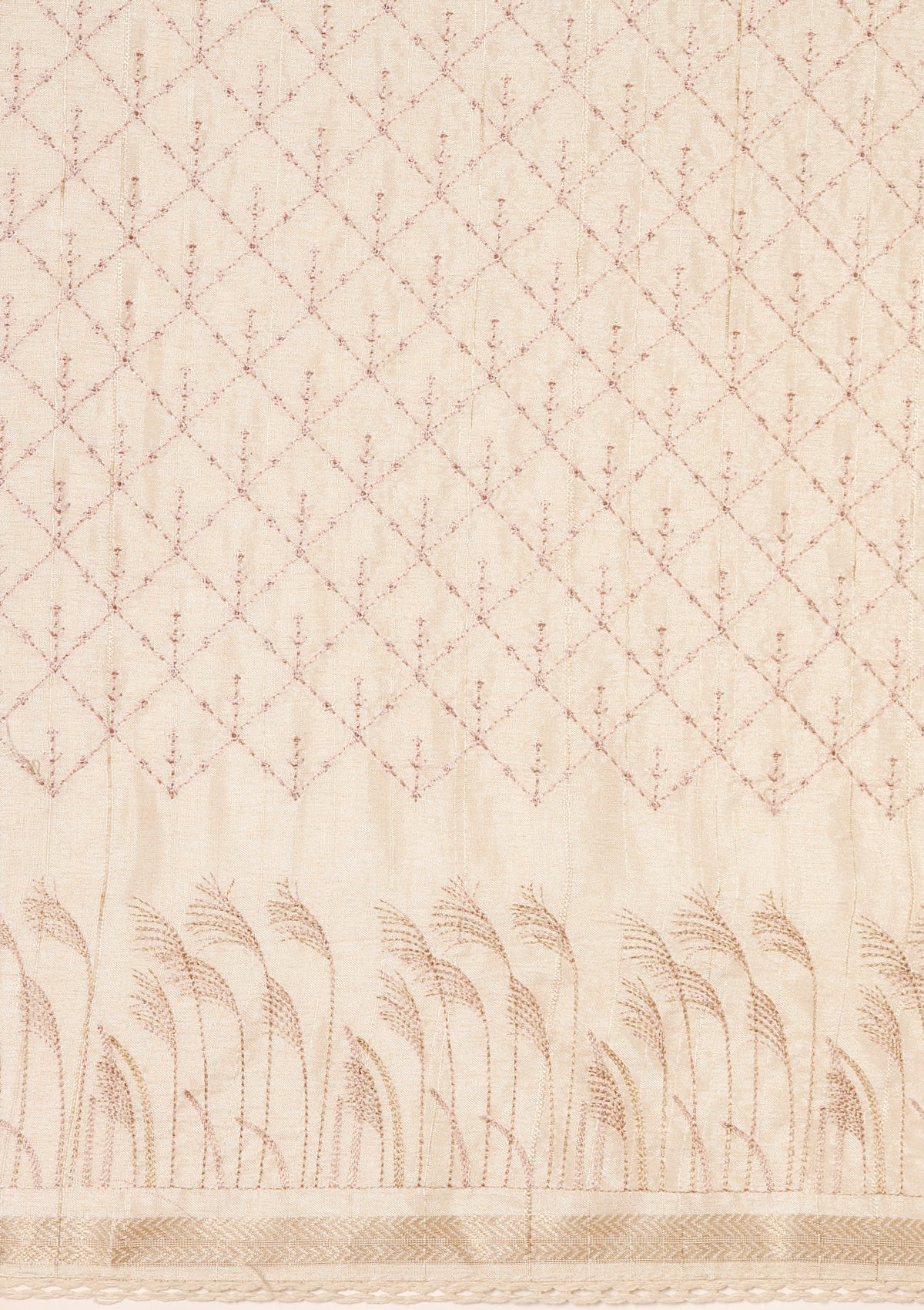 Cream Fancy Embroidery Tussar Saree - Taashi