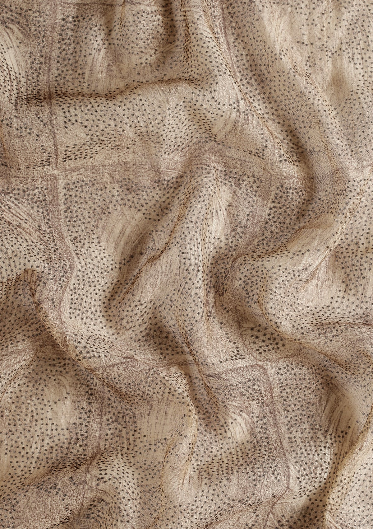 Brown Chanderi Saree With Textured Print & Stripes