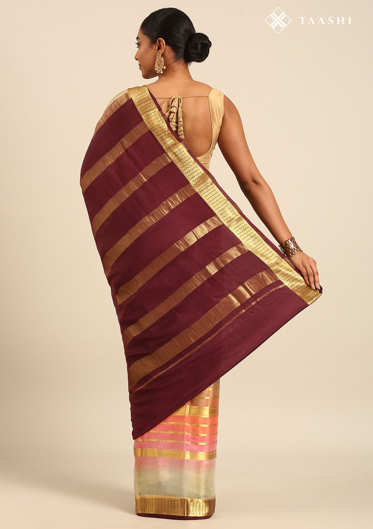 Soft Color Changing Multicolors Striped Woven Mysore Silk Saree