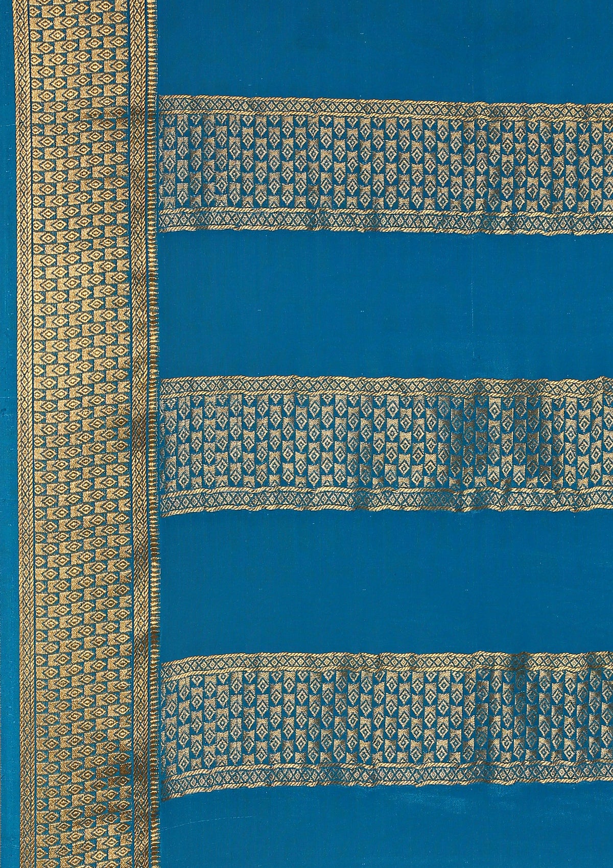 Blue And Pink Check Woven Mysore Silk Saree