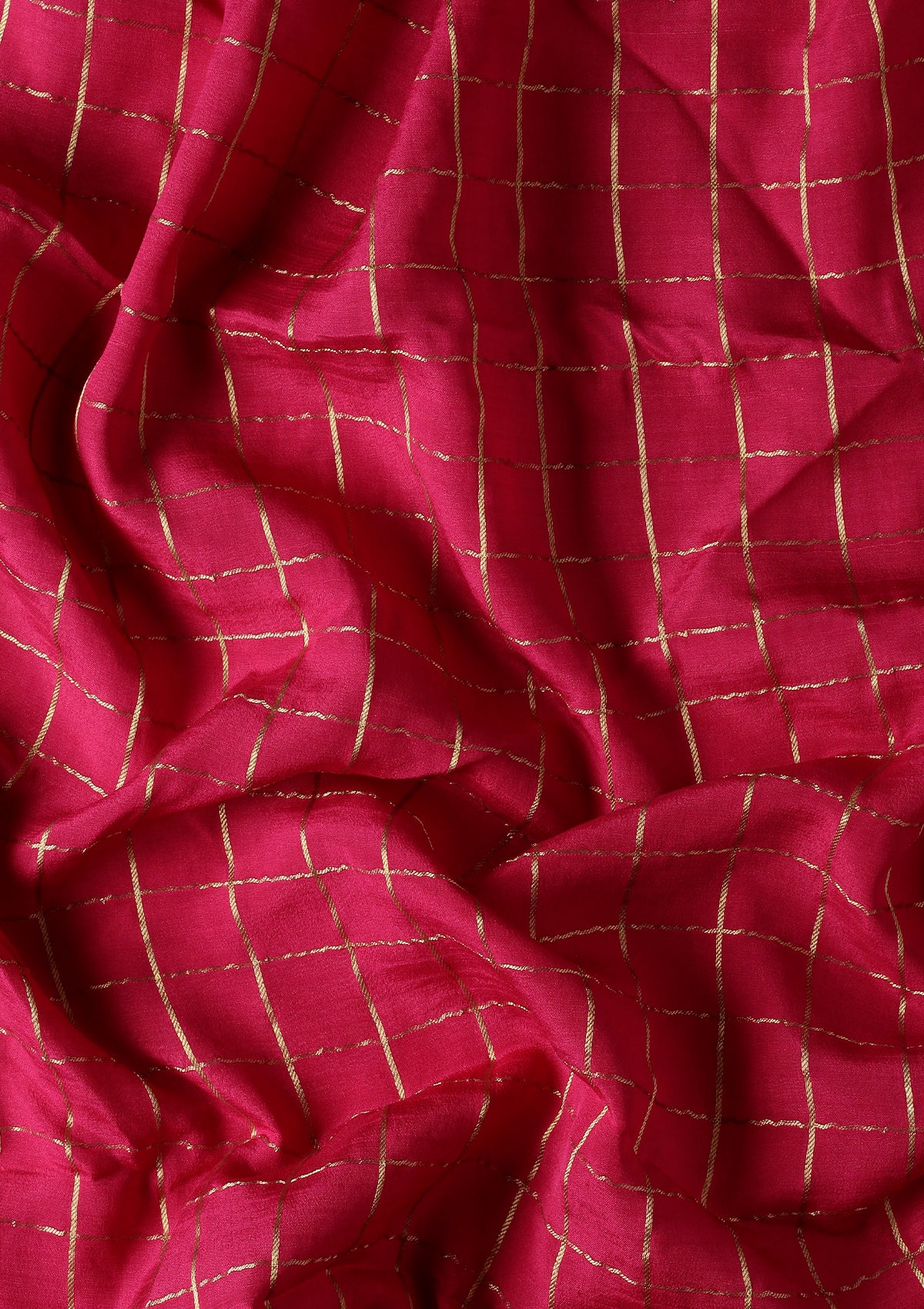 Blue And Pink Check Woven Mysore Silk Saree