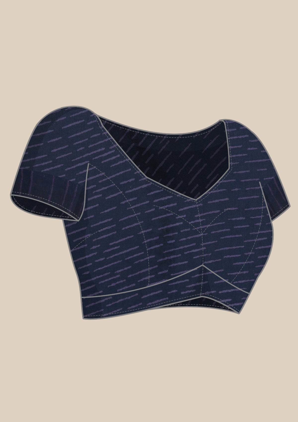 Indigo Block Printed Cotton Saree - Taashi
