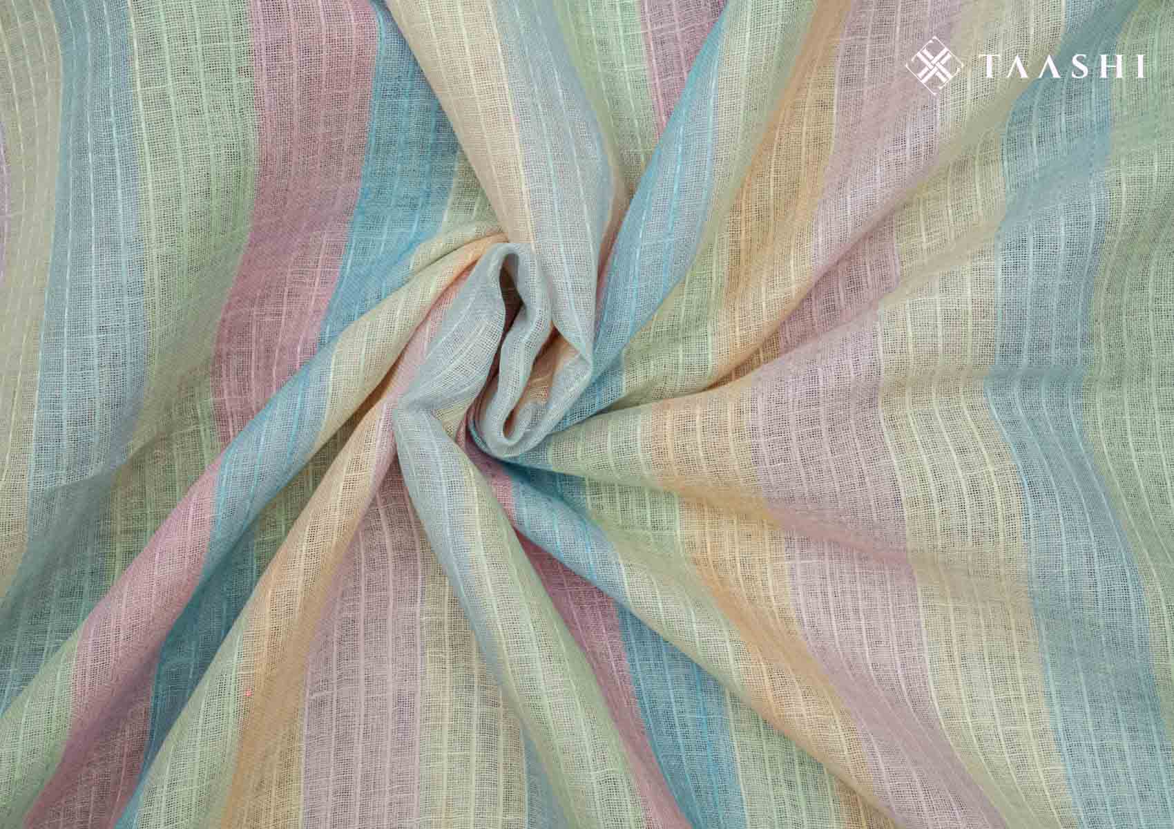 Multicolor Striped Linen Saree
