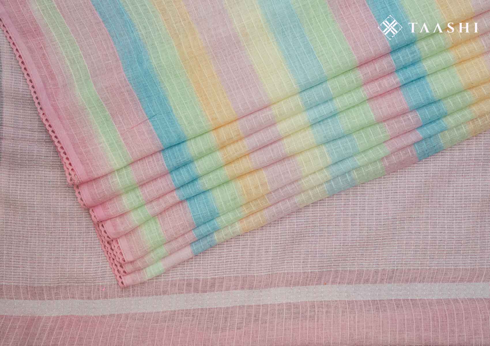 Multicolor Striped Linen Saree
