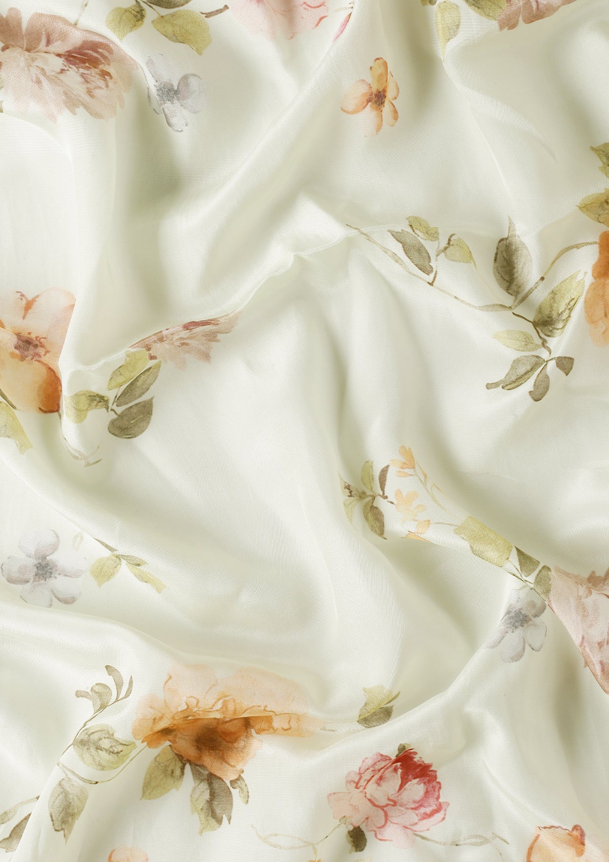 Pastel Mint Green Floral Printed Crepe Saree