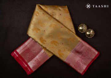 Yellow And Red Kanchipuram Saree - Taashi