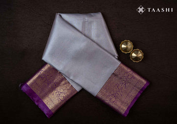 Rose Gold And Purple Color Kanchipuram Saree - Taashi