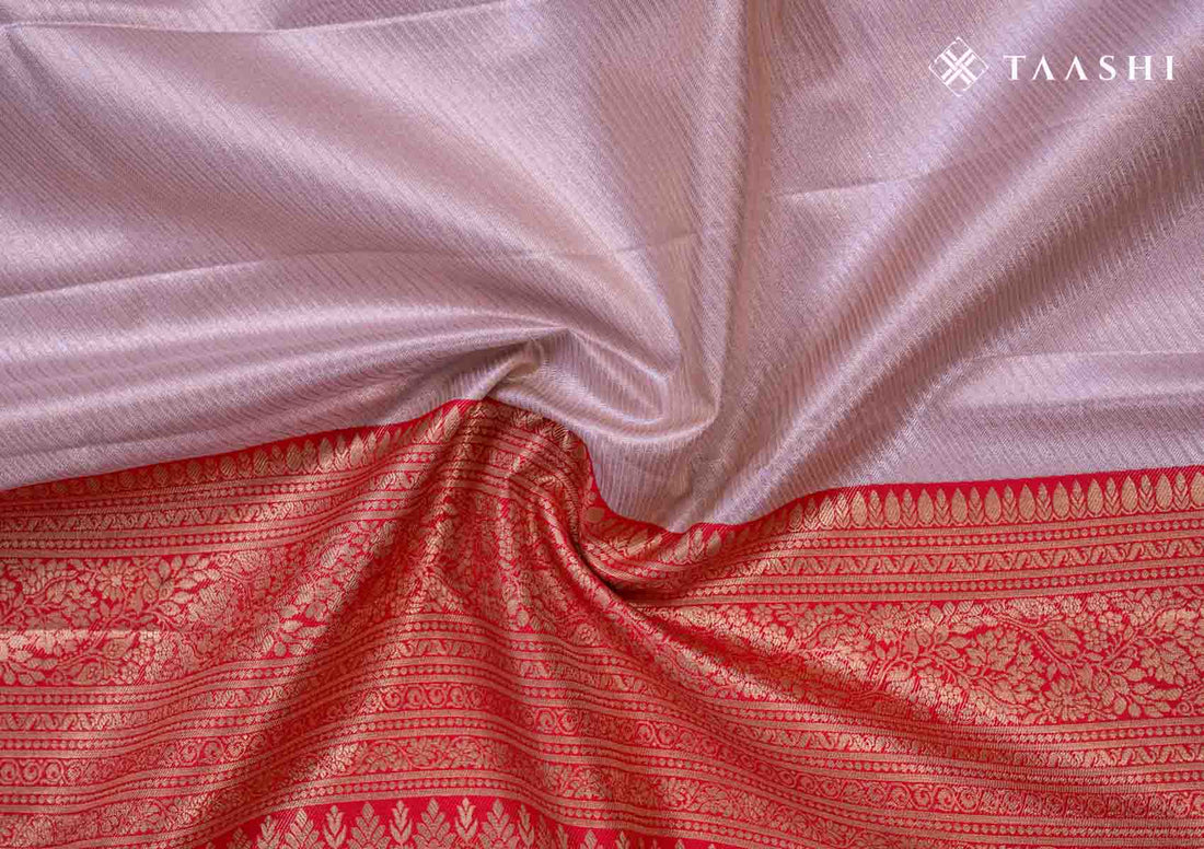 Gold And Bright Red Color Kanchipuram Saree - Taashi