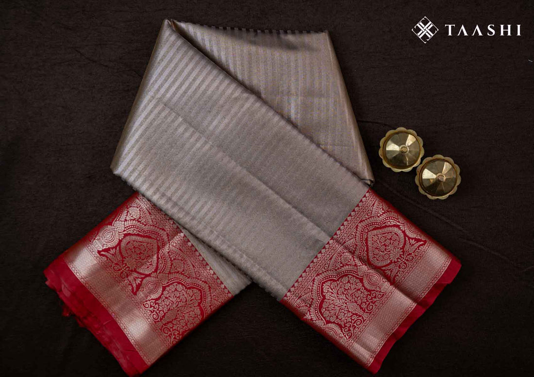 Brown And Red Color Kanchipuram Saree - Taashi
