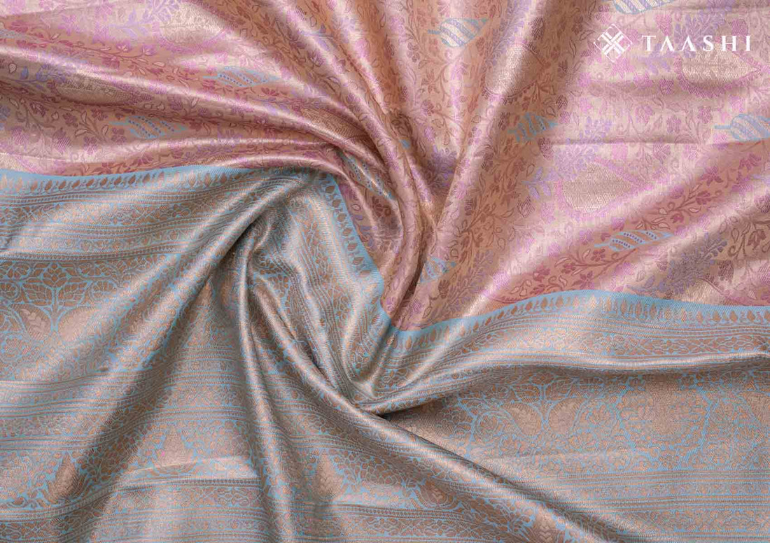 Golden And Turquoise Kanchipuram Saree - Taashi