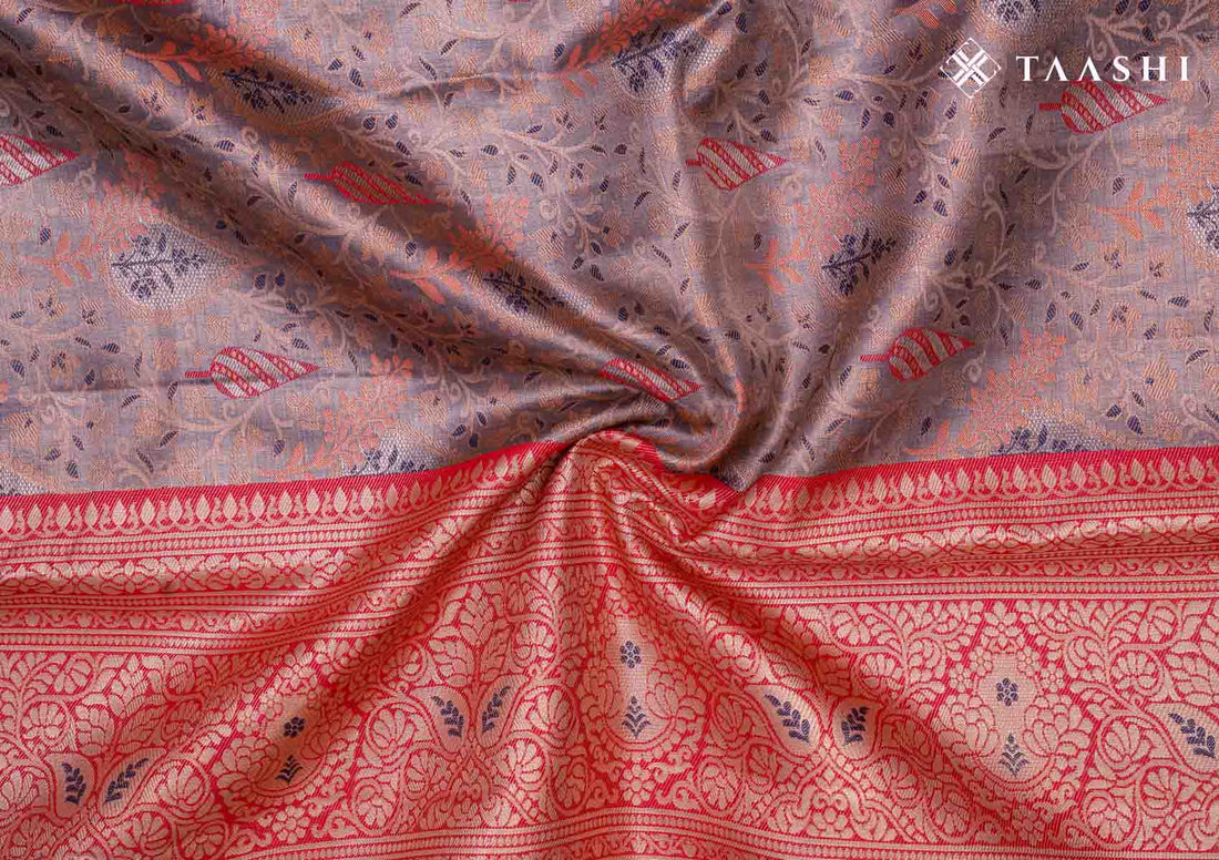 Dark Blue And Red Kanchipuram Saree - Taashi
