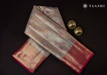 Rose Gold And Pink Kanchipuram Saree - Taashi