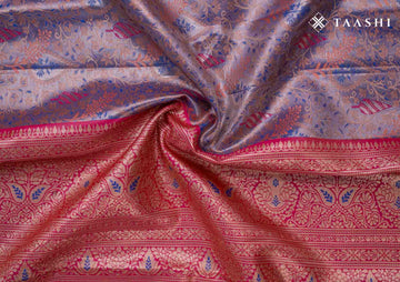 Powder Blue And Pink Kanchipuram Saree - Taashi