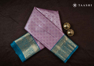 Pink And Teal Kanchipuram Saree - Taashi