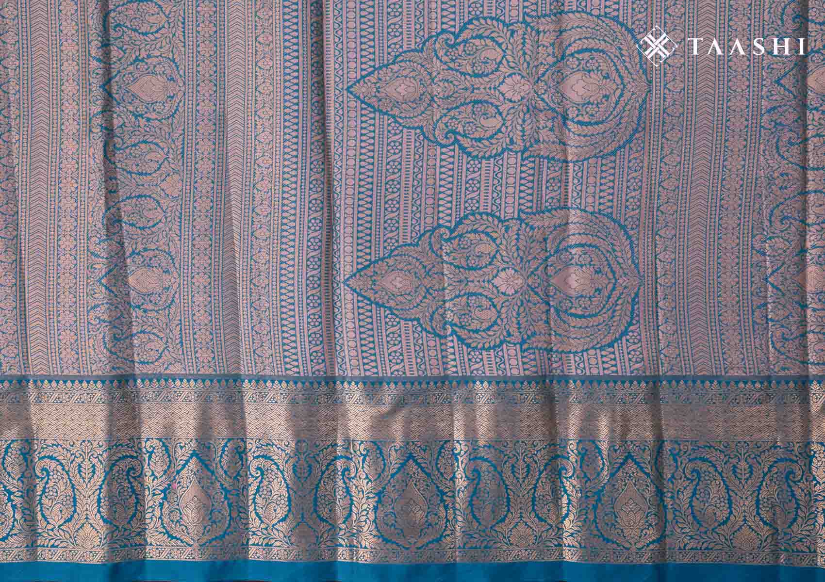 Pink And Teal Kanchipuram Saree - Taashi