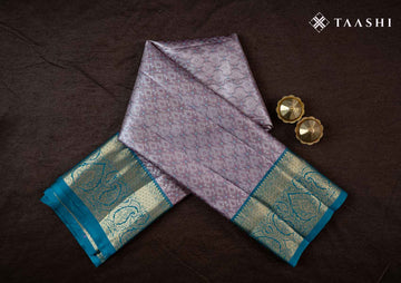 Purple And Teal Kanchipuram Saree - Taashi