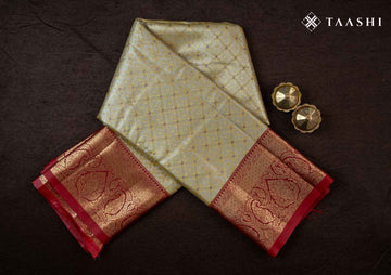 Yellow And Red Kanchipuram Saree - Taashi