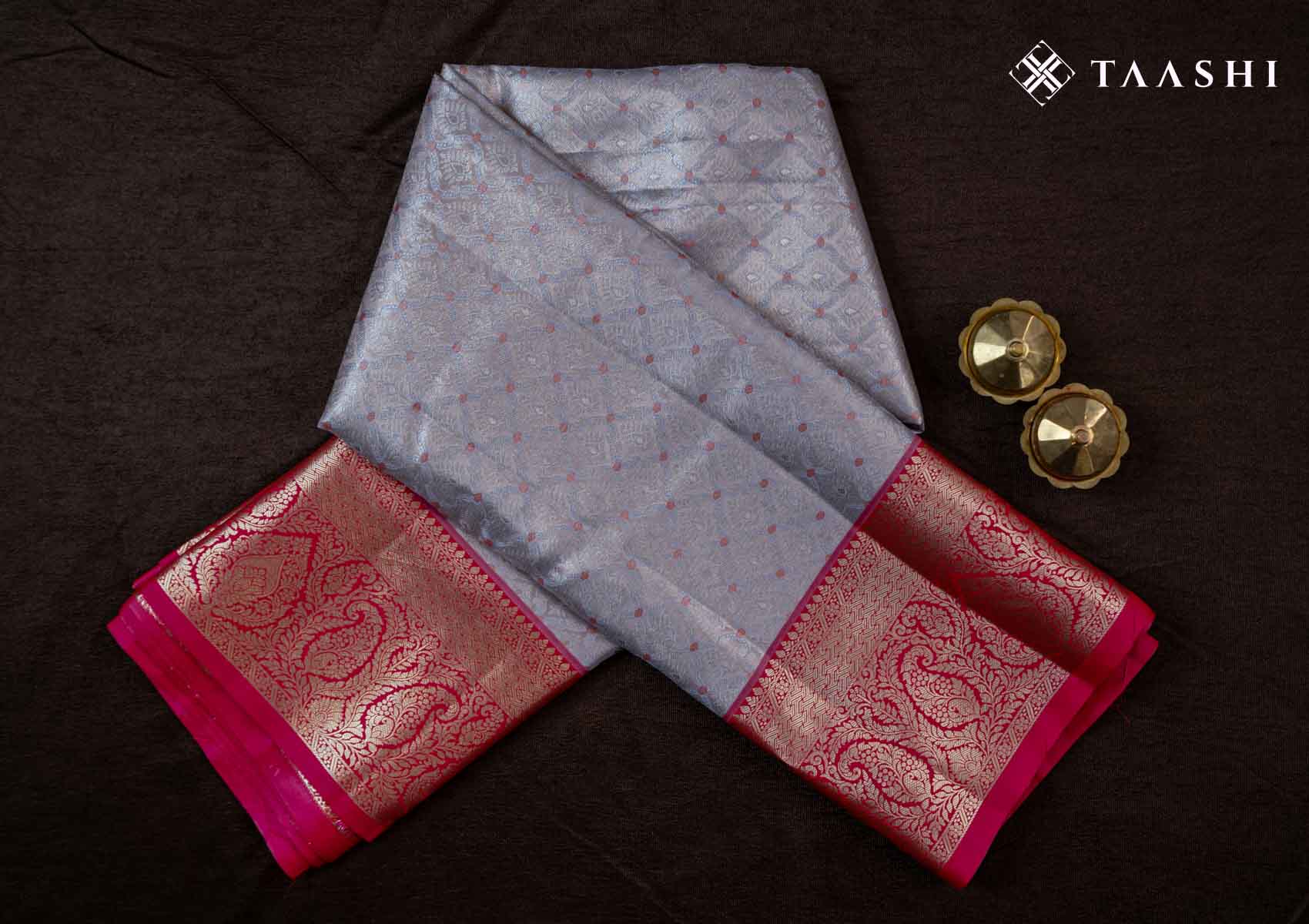 Rose Gold And Pink Kanchipuram Saree - Taashi