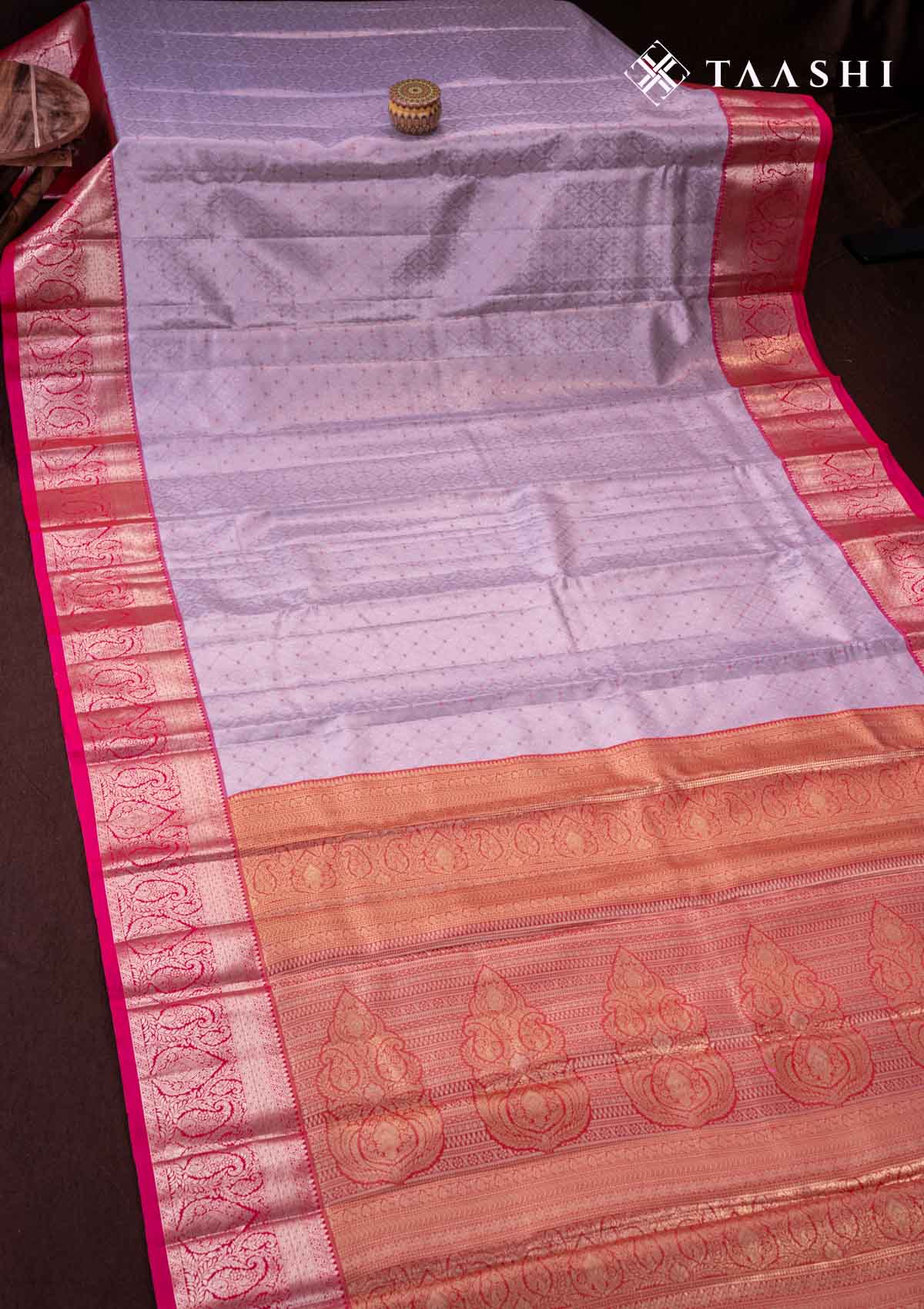 Rose Gold And Pink Kanchipuram Saree - Taashi