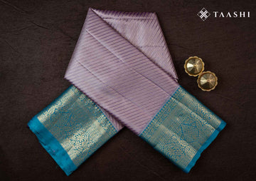 Purple And Teal Color Kanchipuram Saree - Taashi