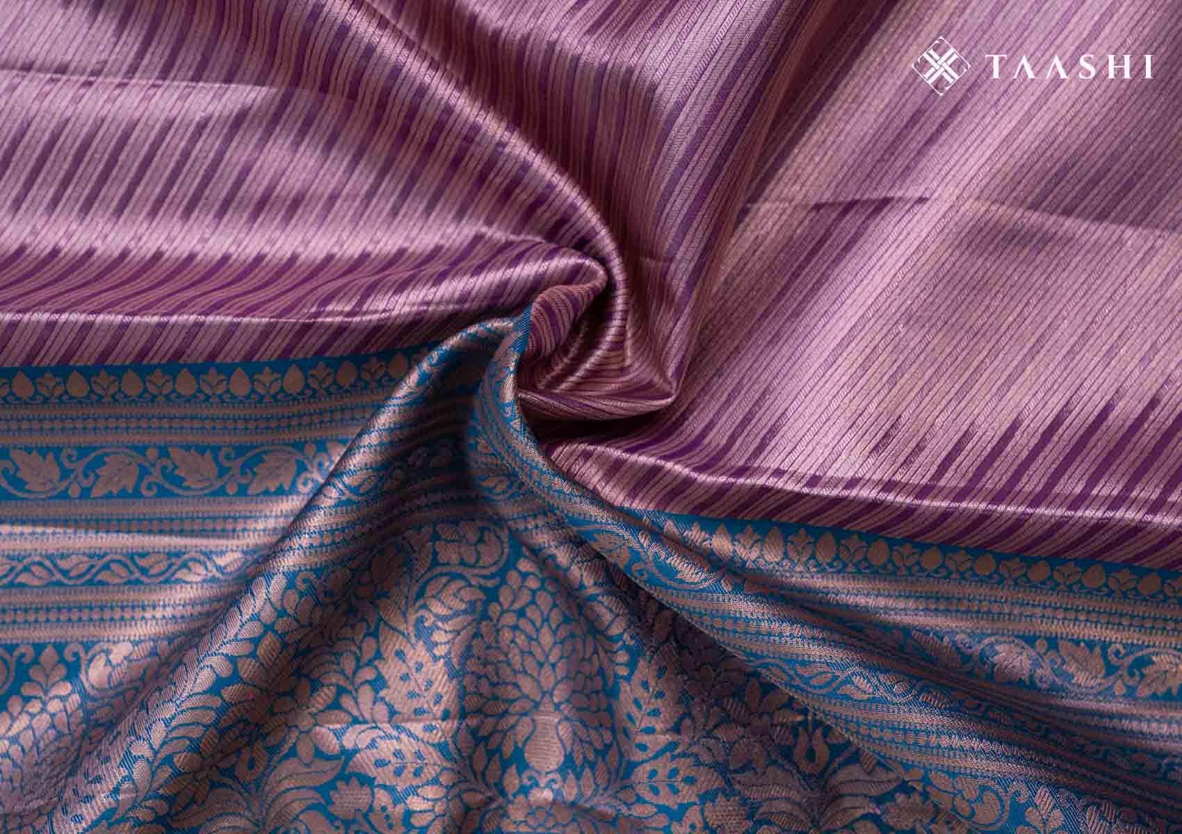 Purple And Teal Color Kanchipuram Saree - Taashi