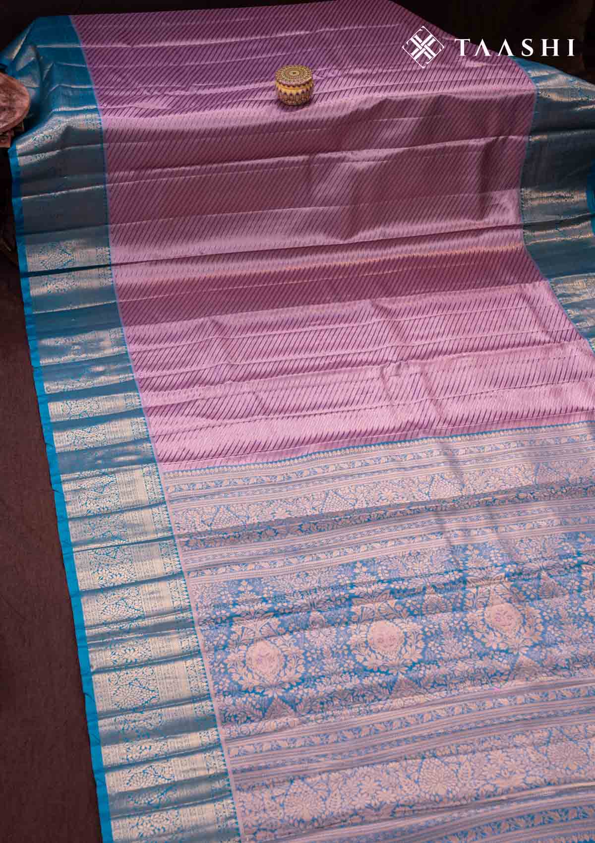 Purple And Teal Color Kanchipuram Saree - Taashi