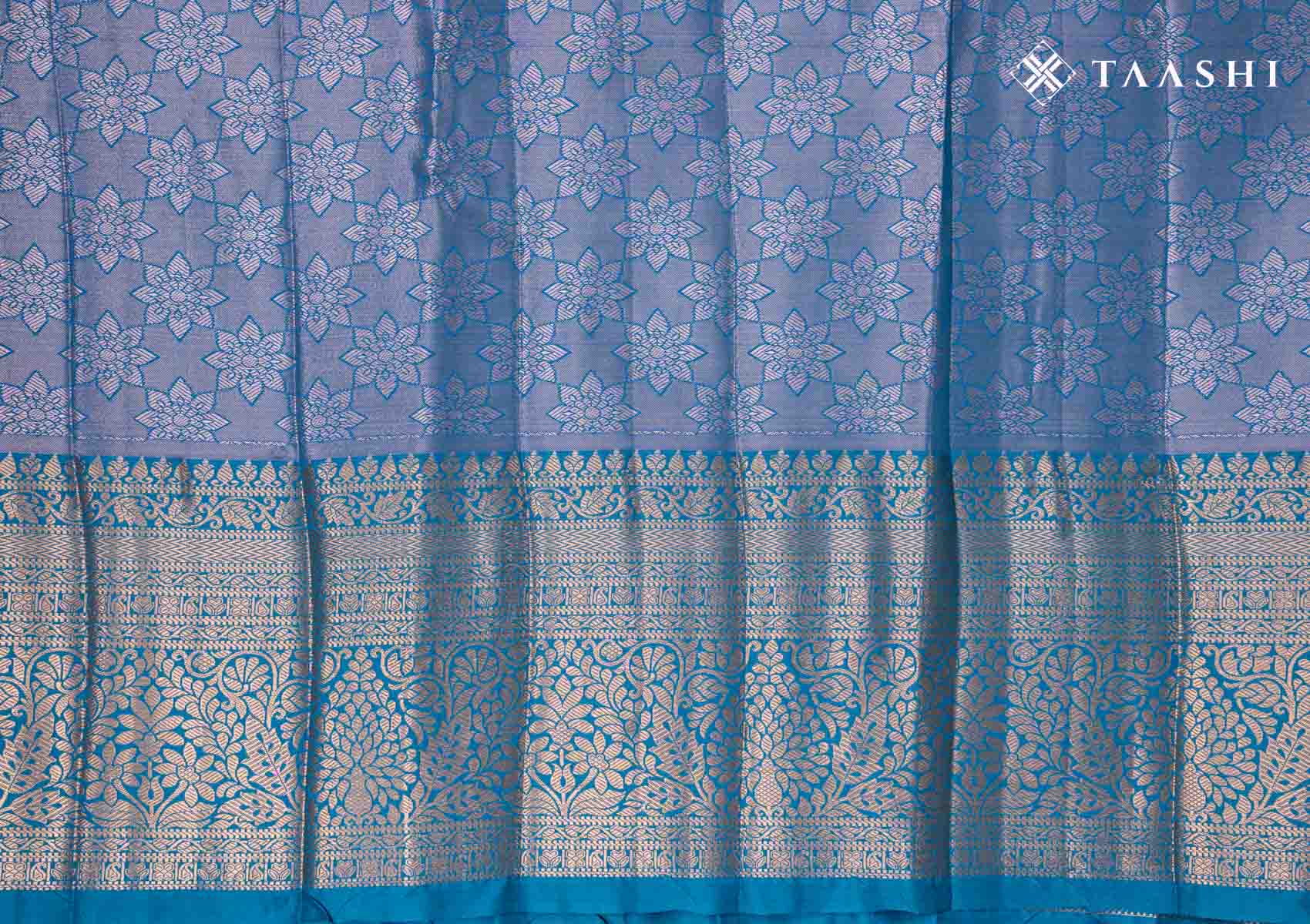 Purple And Teal Color Kanchipuram Saree - Taashi