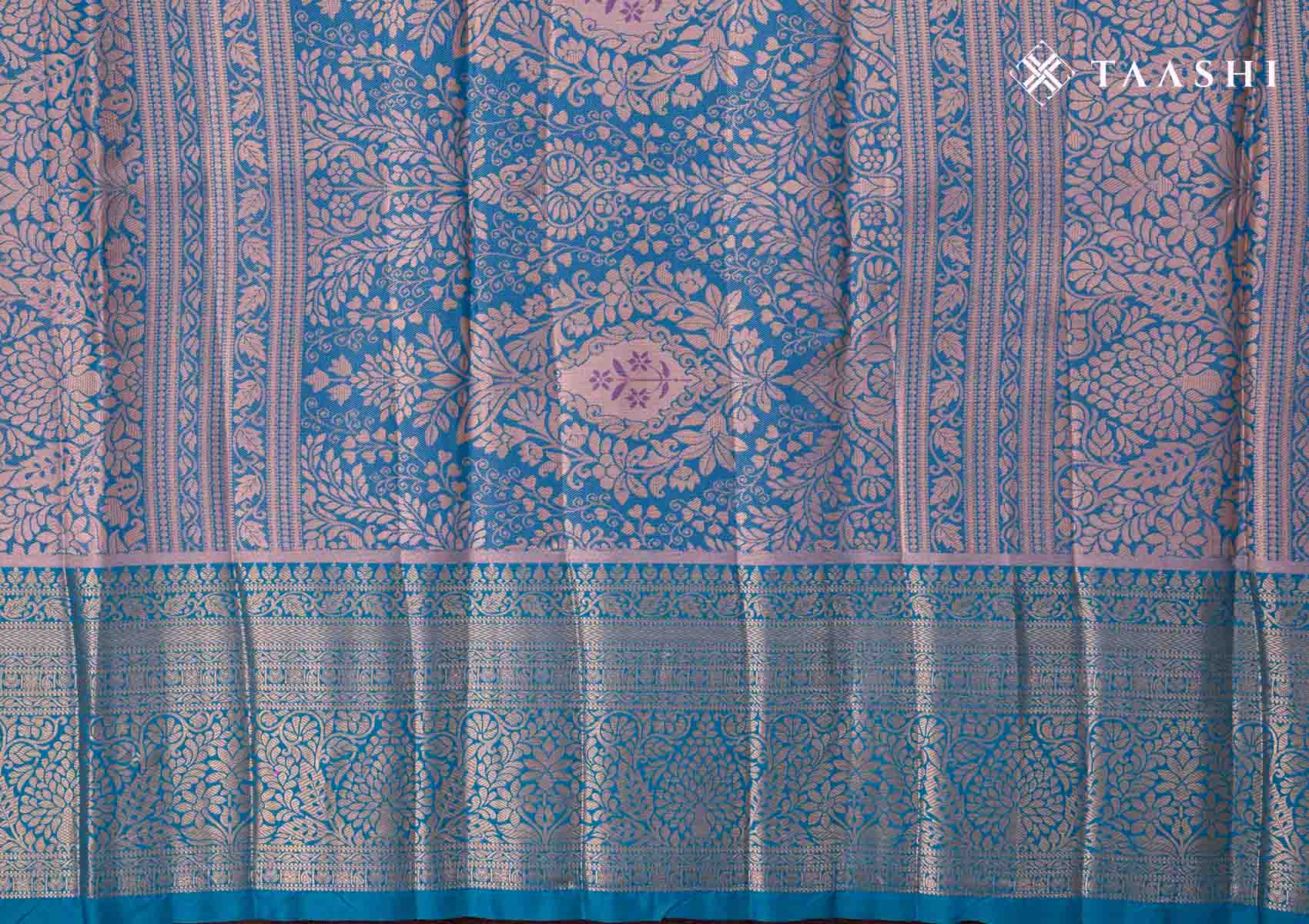 Purple And Teal Color Kanchipuram Saree - Taashi