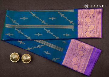 Peacock Color Kanchipuram Saree - Taashi
