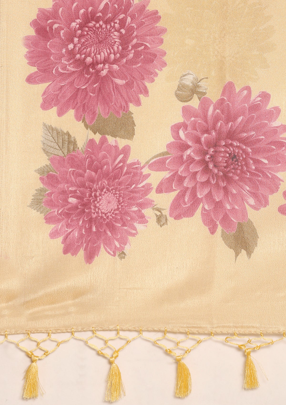 Pastel Yellow Bold Floral Organza Saree